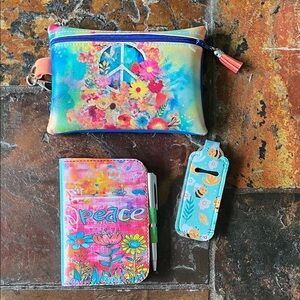 Peace Floral Mini Notebook, Zipper Pouch and Lip Balm Set